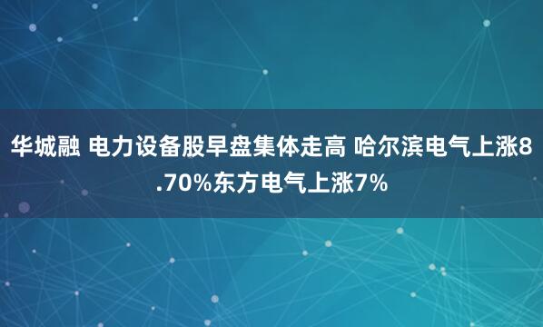 华城融 电力设备股早盘集体走高 哈尔滨电气上涨8.70%东方电气上涨7%